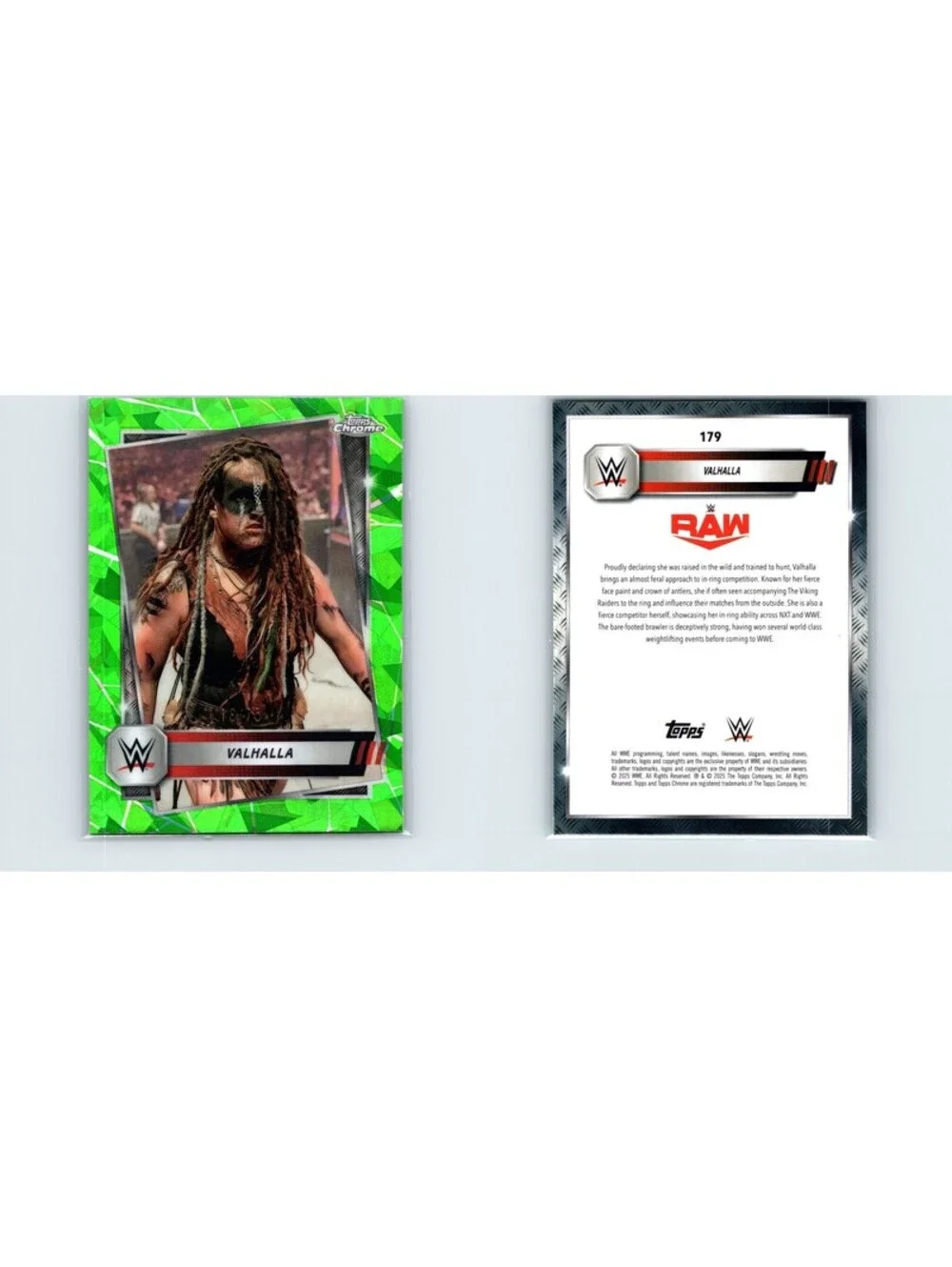 2025 Topps Chrome WWE Sapphire Valhalla #179 Green Refractor #/75 Raw